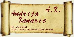 Andrija Kanarić vizit kartica